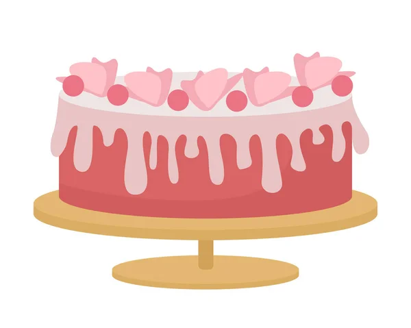 为聚会半平面彩色矢量对象装饰蛋糕 全尺寸的白色项目 派对费用于网页平面设计和动画的美味甜点简单卡通画 — 图库矢量图片