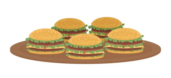 Burger Semi Datar Warna Objek Vektor Benda Seukuran Putih Ongkos - Stok Vektor