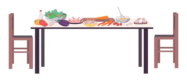 为晚上的半平面彩色矢量物体准备盘子 全尺寸的白色项目 室内物品 厨房布置的一部分 用于网页平面设计和动画的简单卡通风格插图 — 图库矢量图片