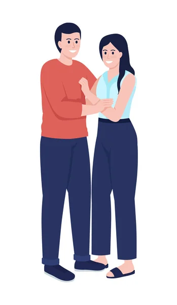 Pareja Feliz Semi Plana Vector Color Caracteres Figuras Pie Gente — Vector de stock