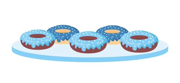 Donuts Avec Décorations Objet Vecteur Semi Plat Couleur Pièce Pleine — Image vectorielle