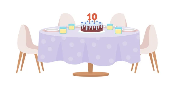 Enfant Anniversaire Carte Festive Semi Plat Couleur Vecteur Objet Pièce — Image vectorielle