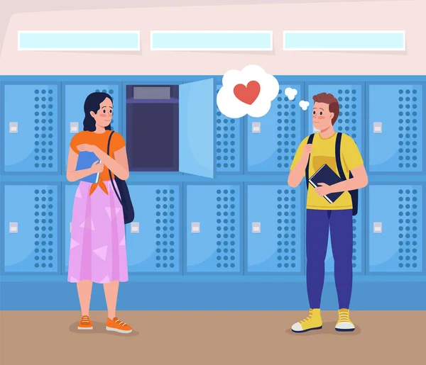 High School Amor Cor Plana Vetor Ilustração Apaixonarmo Nos Pelo —  Vetores de Stock