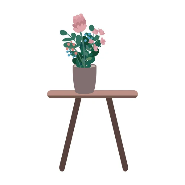 Salontafel Met Huisseplant Semi Vlakke Kleur Vector Object Mooie Bloemen — Stockvector