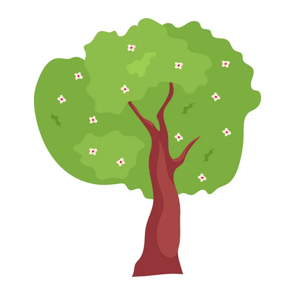 Árvore Com Ramos Florescendo Objeto Vetorial Cor Semi Plana Item —  Vetores de Stock
