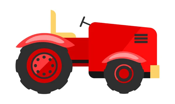 Tractor Semi Plana Vector Color Objeto Máquina Granja Instrumento Agrícola — Vector de stock