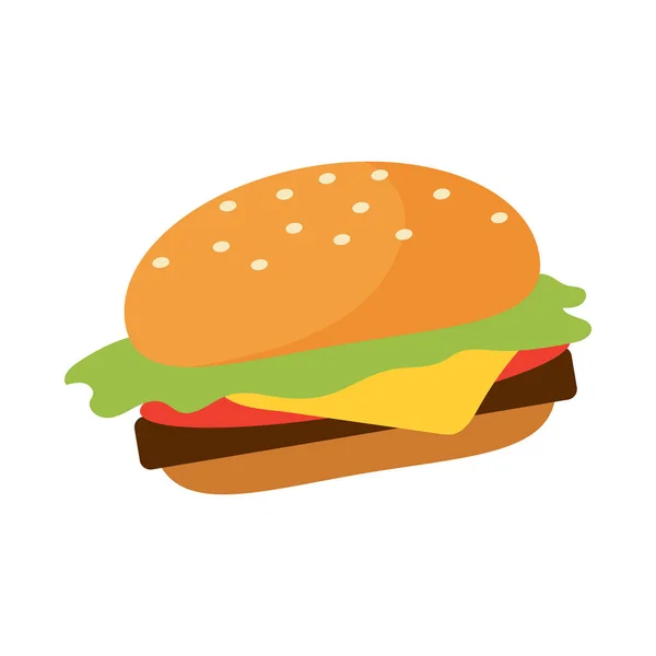 맛있는 햄버거 물체입니다 패스트 흰색으로 품목이다 Homemade Cheeseburger Simple Cartoon — 스톡 벡터