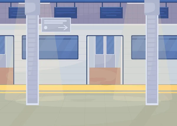Stacja Metra Płaski Kolor Wektor Ilustracji Nowoczesny Miejski Styl Życia — Wektor stockowy