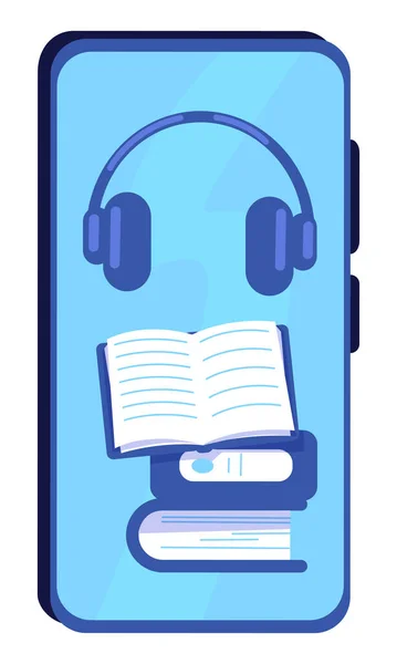 Aplicação Para Ouvir Audiolivros Podcasts Objeto Vetorial Cor Semi Plana — Vetor de Stock