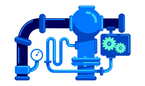 Tuberías Para Suministro Agua Semi Plana Objeto Vector Color Artículo — Archivo Imágenes Vectoriales