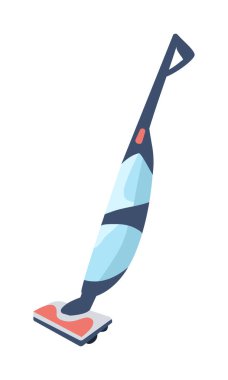 Kablosuz elektrik süpürgesi yarı düz renk vektör nesnesi. Tam boy beyaz. Web grafik tasarımı ve animasyonu için ev ve ticari kullanım için basit karikatür biçimi illüstrasyonuName