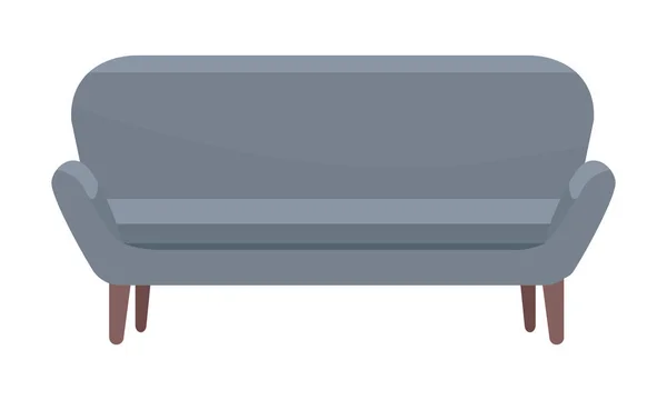 Gray Sofa Semi Flat Color Vector Object Full Sized Item — Stock Vector