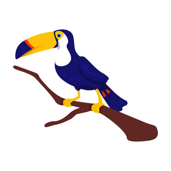 Toucan Semi Vlakke Kleur Vector Karakter Een Poserend Figuur Vol — Stockvector