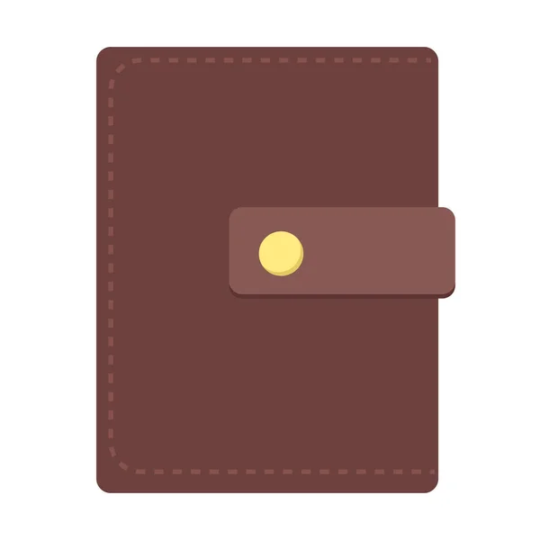 Braunes Leder Brieftasche Halb Flache Farbvektorobjekt Artikel Voller Größe Auf — Stockvektor