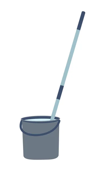 Mop Bucket Semi Flat Color Vector Object Full Sized Item — Stock Vector