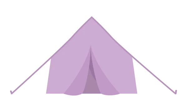 Kamp Çadırı Yarı Düz Renk Vektör Nesnesi Tam Boy Beyaz — Stok Vektör