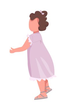 Küçük kız ilk adımlarını yarı düz renk vektör karakteriyle atıyor. Yürüyen figür. Çocuk gelişimi. Beyazın üzerinde tam vücut insan. Web grafik tasarımı ve animasyonu için basit çizgi film stili çizimi