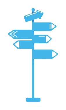 Sokak işaretleri yarı düz renk vektör nesnesi. Tam boy beyaz. Yön seçiyorum. Varış noktası ayarlanıyor. Web grafik tasarımı ve animasyonu için basit çizgi film stili çizimi