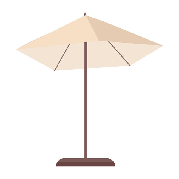 Beach umbrella semi flat color vector object. Full sized item on white. Sheltering from sun. Protect from harsh UV rays. Simple cartoon style illustration for web graphic design and animation