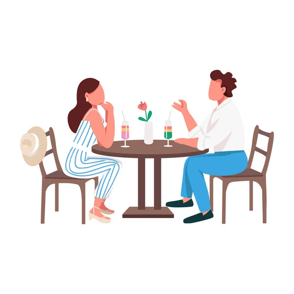 Couple Drinking Tropical Cocktails Together Semi Flat Color Vector Characters — Stock Vector