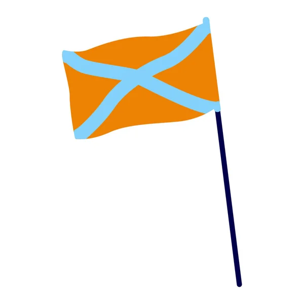Bandeira Laranja Voadora Com Listras Cruzadas Objeto Vetorial Cor Semi — Vetor de Stock