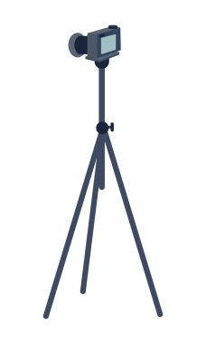 Kamera yarı düz renk vektör nesnesinde. Tam boy beyaz. Fotoğraf çekiyorum. Hobi fotoğrafçısı için bir cihaz. Web grafik tasarımı ve animasyonu için basit çizgi film stili çizimi