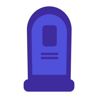 Koyu mavi mezar yarı düz renk vektör nesnesi. Tam boy beyaz. Mezarlığı ziyaret ediyorum. Mezarlık turizmi. Web grafik tasarımı ve animasyonu için basit çizgi film stili çizimi