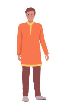 Erkek savaş mağduru, tahliye için yarı düz renk vektör karakter bekliyor. Kötümser bir figür. Beyazın üzerinde tam vücut insan. Web grafik tasarımı ve animasyonu için basit çizgi film stili çizimi