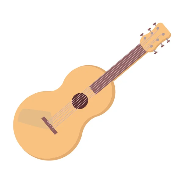 アコースティックギター半フラットカラーベクトルオブジェクト フルサイズのアイテム上白 楽器教室で演奏する 音楽のレッスン Webグラフィックデザインとアニメーションのためのシンプルな漫画スタイルのイラスト — ストックベクタ