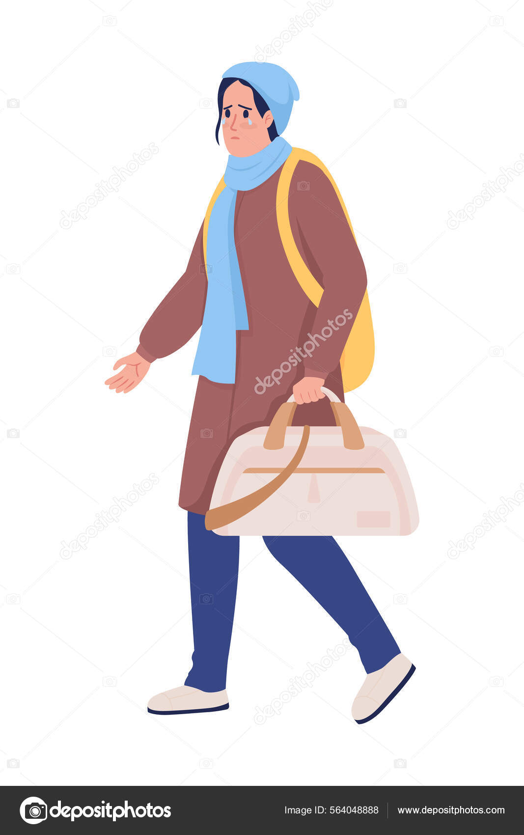 Female Refugee Bag Running Away War Semi Flat Color Vector Stock Vector  Image by ©ntlstudio #564048888
