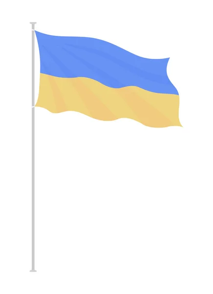 Drapeau Ukrainien Agitant Sur Pôle Objet Vectoriel Semi Plat Couleur — Image vectorielle