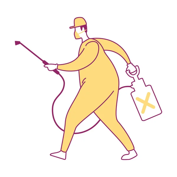 Worker Clean Service Semi Flat Color Vector Character Household Pests — Vetor de Stock