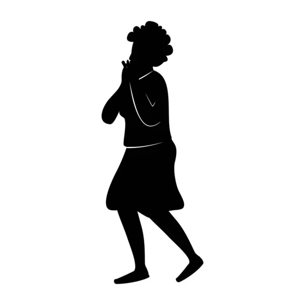 Femme Paralysée Par Désespoir Semi Plat Couleur Vectorielle Silhouette Caractère — Image vectorielle