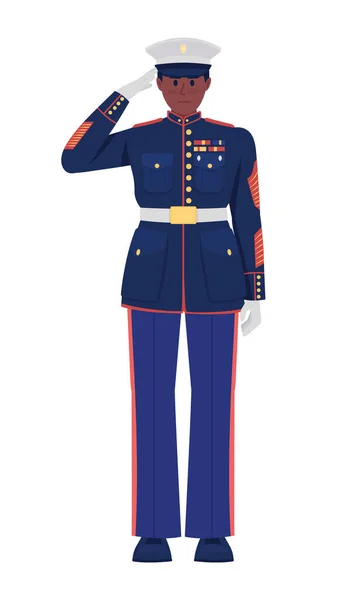 Man Full Dress Uniform Semi Flat Color Vector Character Standing —  Vetores de Stock