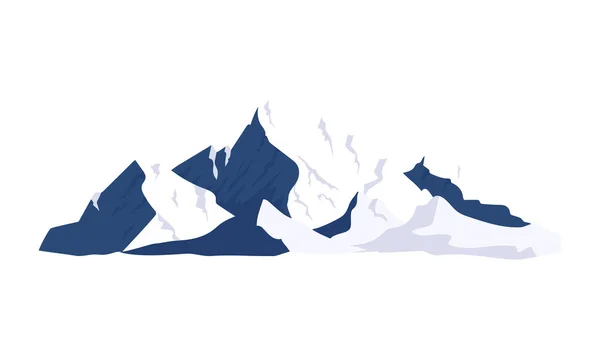雪山半扁平色矢量物体 滑雪季 全尺寸的白色项目 自然美 雪地运动的地方 用于网页平面设计和动画的简单卡通风格图解 — 图库矢量图片