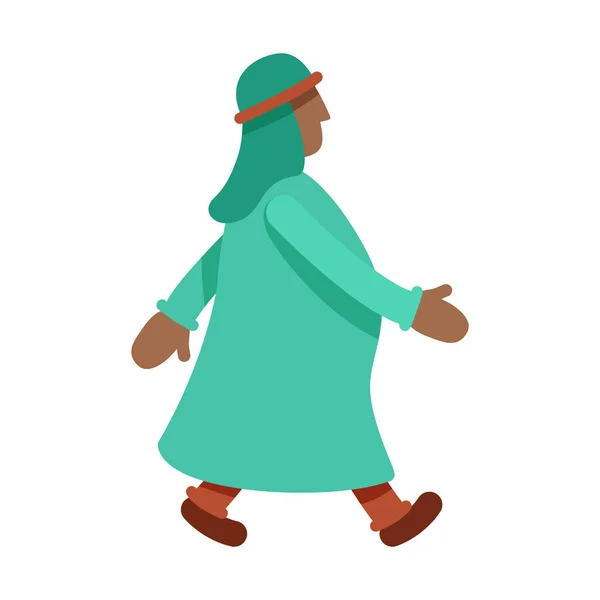 Mature Man Ancient Dress Semi Flat Color Vector Character Walking — ストックベクタ