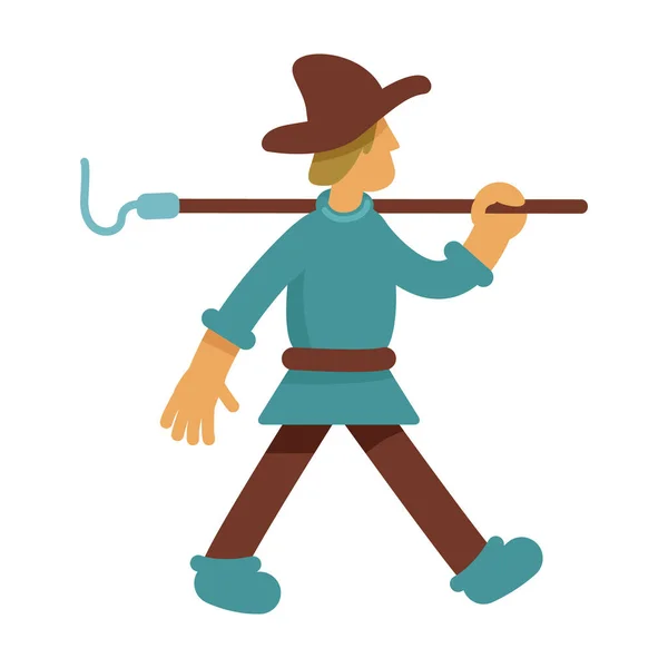 Medieval Farmer Semi Flat Color Vector Character Walking Figure Full — Wektor stockowy