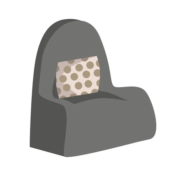 Grey Armchair Pillow Semi Flat Color Vector Object Full Sized — стоковый вектор