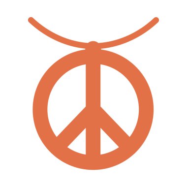 Barış sembolü yarı düz renk vektör nesnesi. Tam boy beyaz. Hippi kolyesi. Turuncu mücevherler. Boho tarzı. Web grafik tasarımı ve animasyonu için basit çizgi film stili çizimi