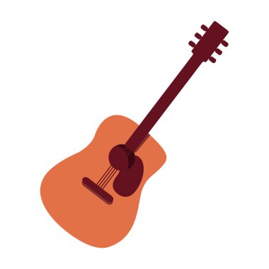 Acoustic guitar semi flat color vector object. Full sized item on white. Musical instrument. Playing song on guitar. Simple cartoon style illustration for web graphic design and animation