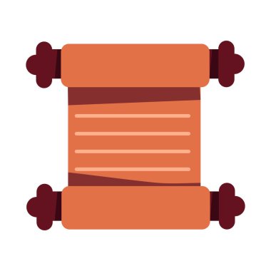 Eski parşömen yarı düz renk vektör nesnesi. Tarihi bir keşif. Tam boy beyaz. Tarihi bir eser. Web grafik tasarımı ve animasyonu için basit çizgi film stili çizimi