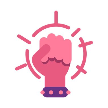 Protesto ve gösteri için yumruğunuzu sıkın. Yarı düz renk vektör nesnesi. Tam boy beyaz. Adaletsizlikle savaşmak. Web grafik tasarımı ve animasyonu için basit çizgi film stili çizimi