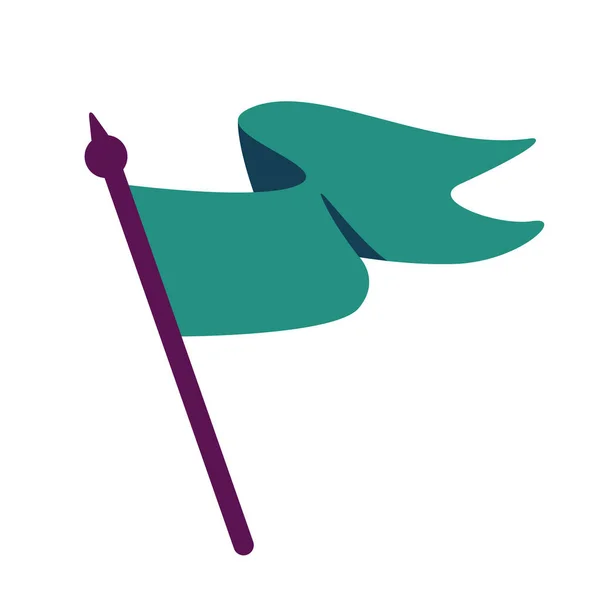 Κυματίζει Πράσινη Σημαία Ραβδί Ημι Επίπεδη Χρώμα Διανυσματικό Αντικείμενο Πλήρες — Διανυσματικό Αρχείο