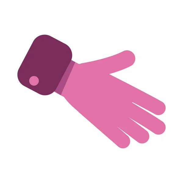 Roze Hand Stretching Voor Handdruk Deal Semi Vlakke Kleur Vector — Stockvector