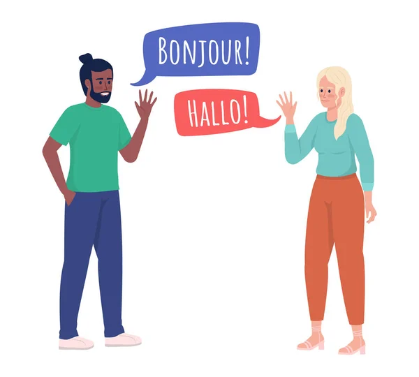 Γλώσσα Μάθηση Φίλους Ημι Επίπεδη Χρώμα Διανυσματικούς Χαρακτήρες Μόνιμη Στοιχεία — Διανυσματικό Αρχείο