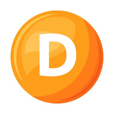 D vitamini yarı düz renk vektör nesnesi. Beslenme takviyesi. Tam boy beyaz. Temel besin maddesi. Sağlık gelişimi. Web grafik tasarımı ve animasyonu için basit çizgi film stili çizimi