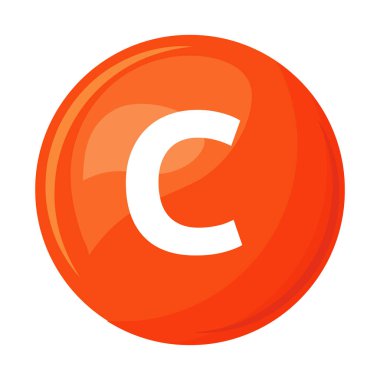 C vitamini yarı düz renk vektör nesnesi. Beslenme takviyesi. Tam boy beyaz. Temel besin maddesi. Sağlık gelişimi. Web grafik tasarımı ve animasyonu için basit çizgi film stili çizimi