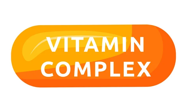 Vitamin Kompleks Kapsul Semi Datar Warna Vektor Objek Suplemen Makanan - Stok Vektor