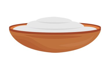 Çamur kasesi yarı düz renk vektör elementiyle. Beyaz üzerine tam boy nesne. Lezzetli yemek. Web grafik tasarımı ve animasyonu için basit bir karikatür biçimi çizimi