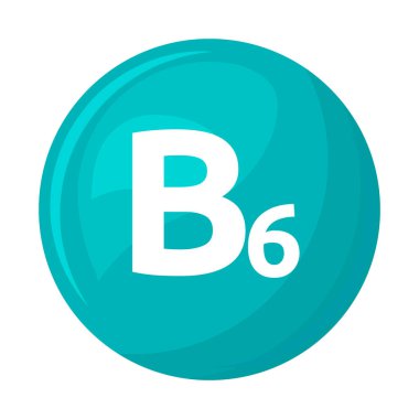 Pyridoksin vitamin yarı düz renk vektör nesnesi. Beslenme takviyesi. Tam boy beyaz. Temel besin maddesi. Web grafik tasarımı ve animasyonu için basit çizgi film stili çizimi
